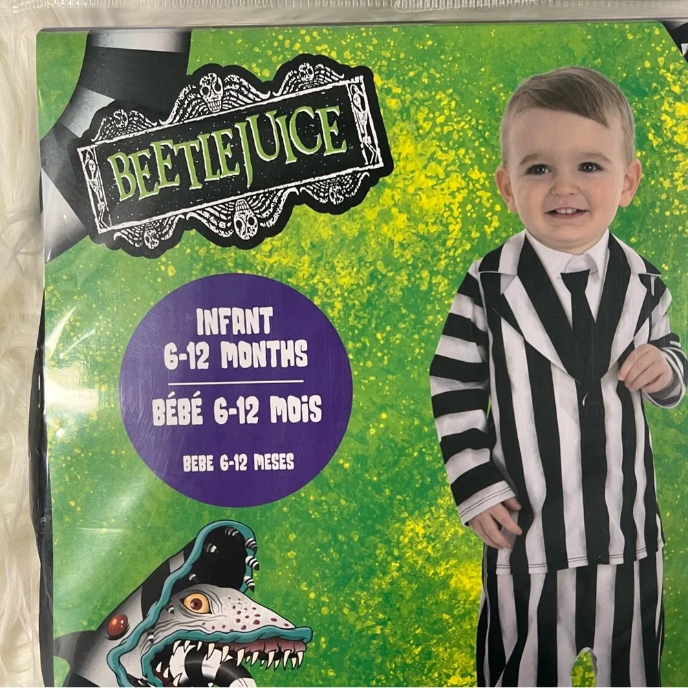 Beetlejuice Infant Costume NEW - Black and White 6-12 months